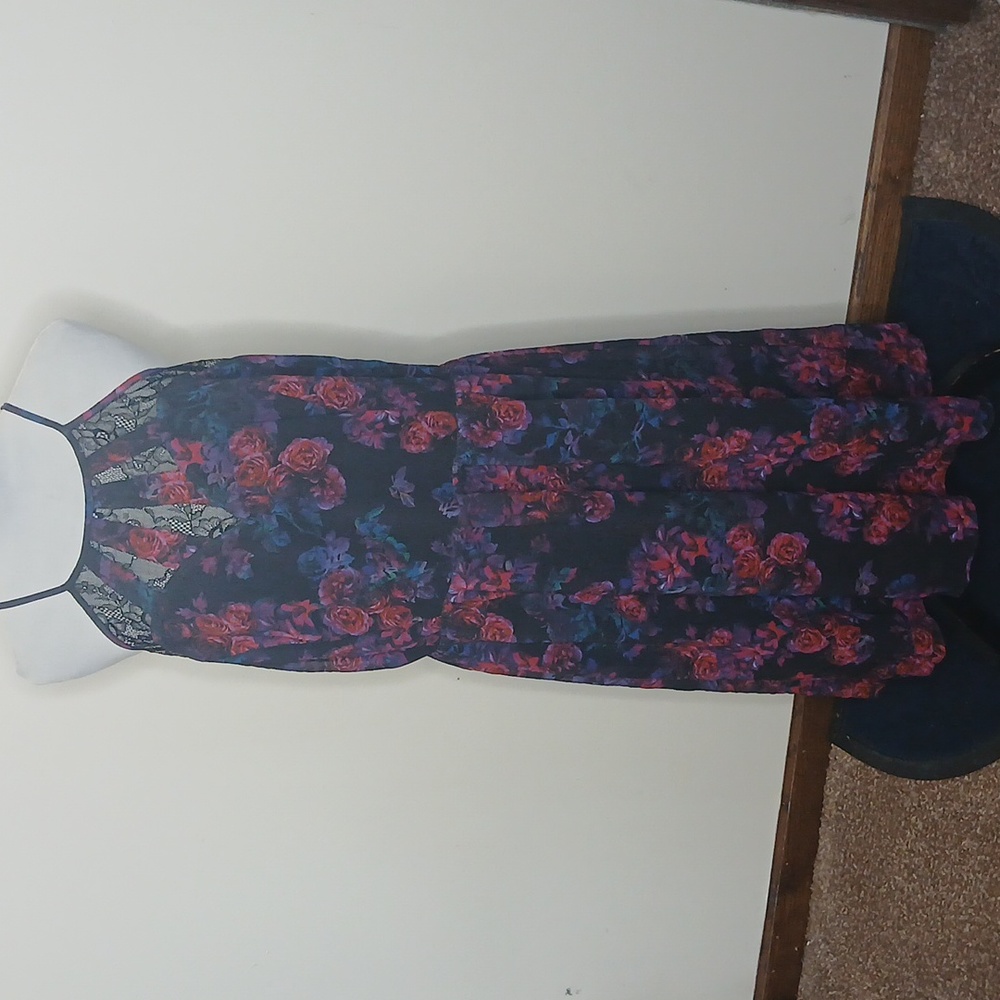 City Chic purple floral lace midi dress size medium